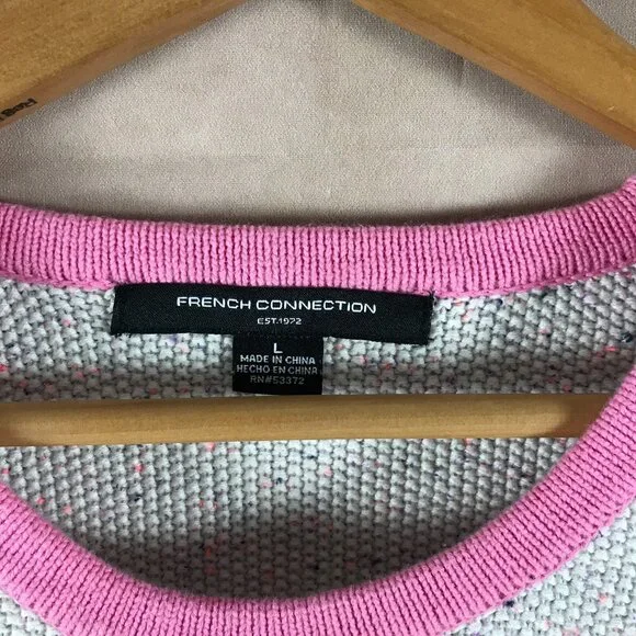 FRENCH CONNECTION Speckled Cotton Cropped Sweater LARGE - Picture 4 of 7